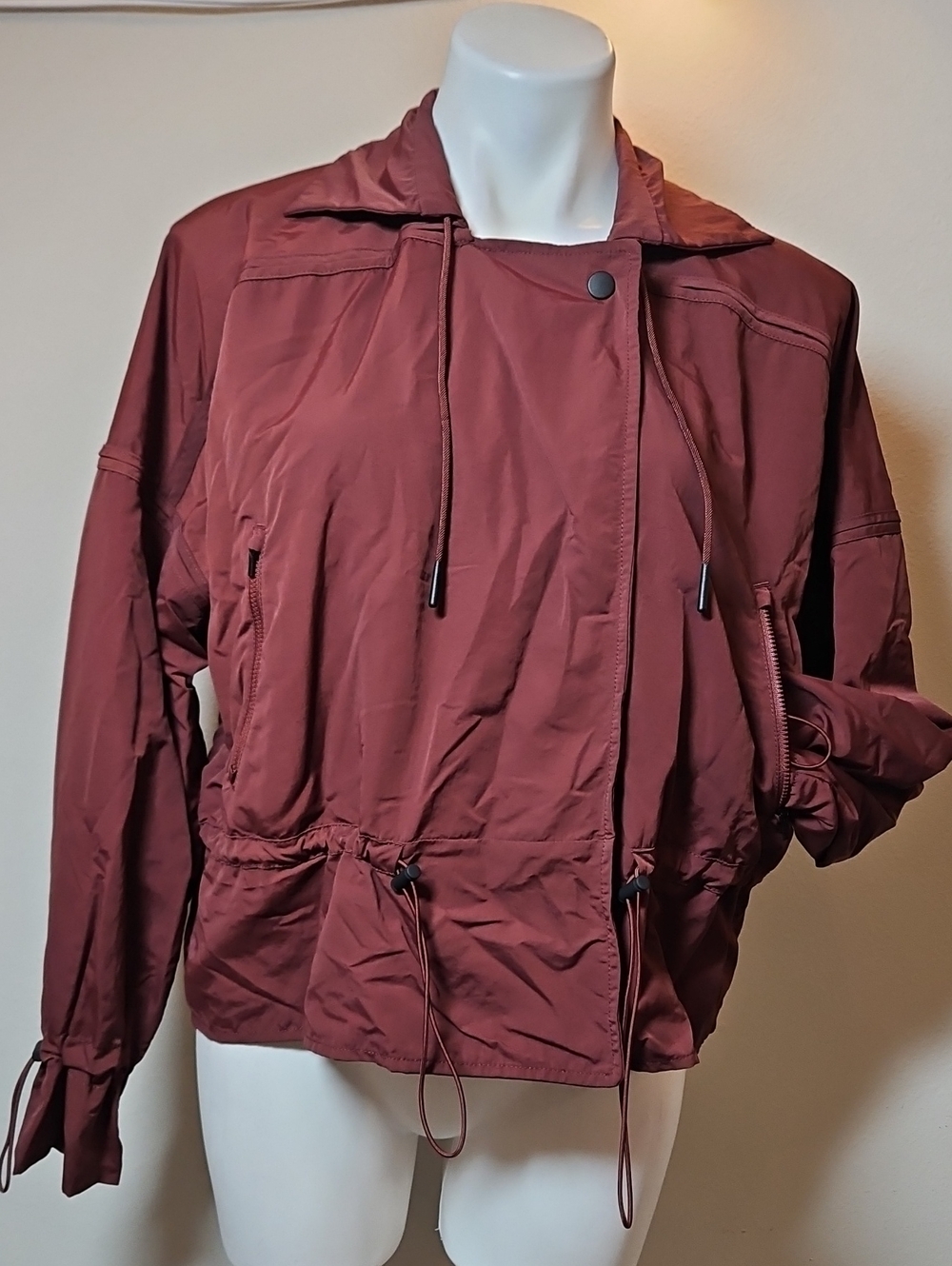 Athleta Medium Lightweight Drawstring Jacket - Rust